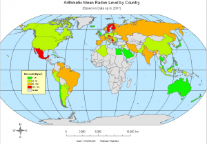 Arithmetic Mean Radon Level by Country dal sito del R. Samuel McLaughlin Centre
