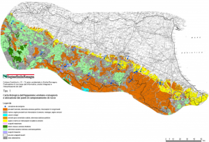 Mappe radon di Emilia Romagna - Carta litologica regionale con indicazione dei punti di prelevamento dei campioni