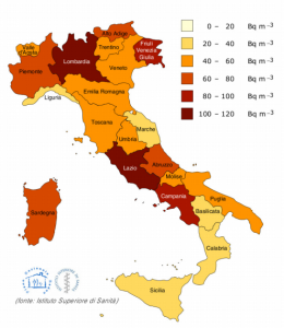 Dal sito dell'ISS un'immagine dell'Italia con i risultati dell'indagine nazionale degli anni '90.