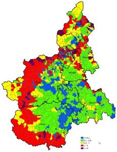 Mappe radon del Piemonte - Campagna di misura locale - Valori medi comunali di superamento di 400 [Bq/m3] di inquinamento radon indoor a piano terra nel Piemonte